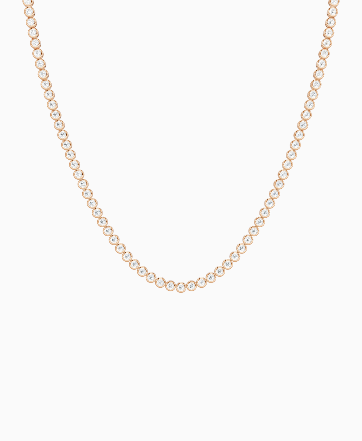 Bezel Tennis Necklace - 14K Rose Gold