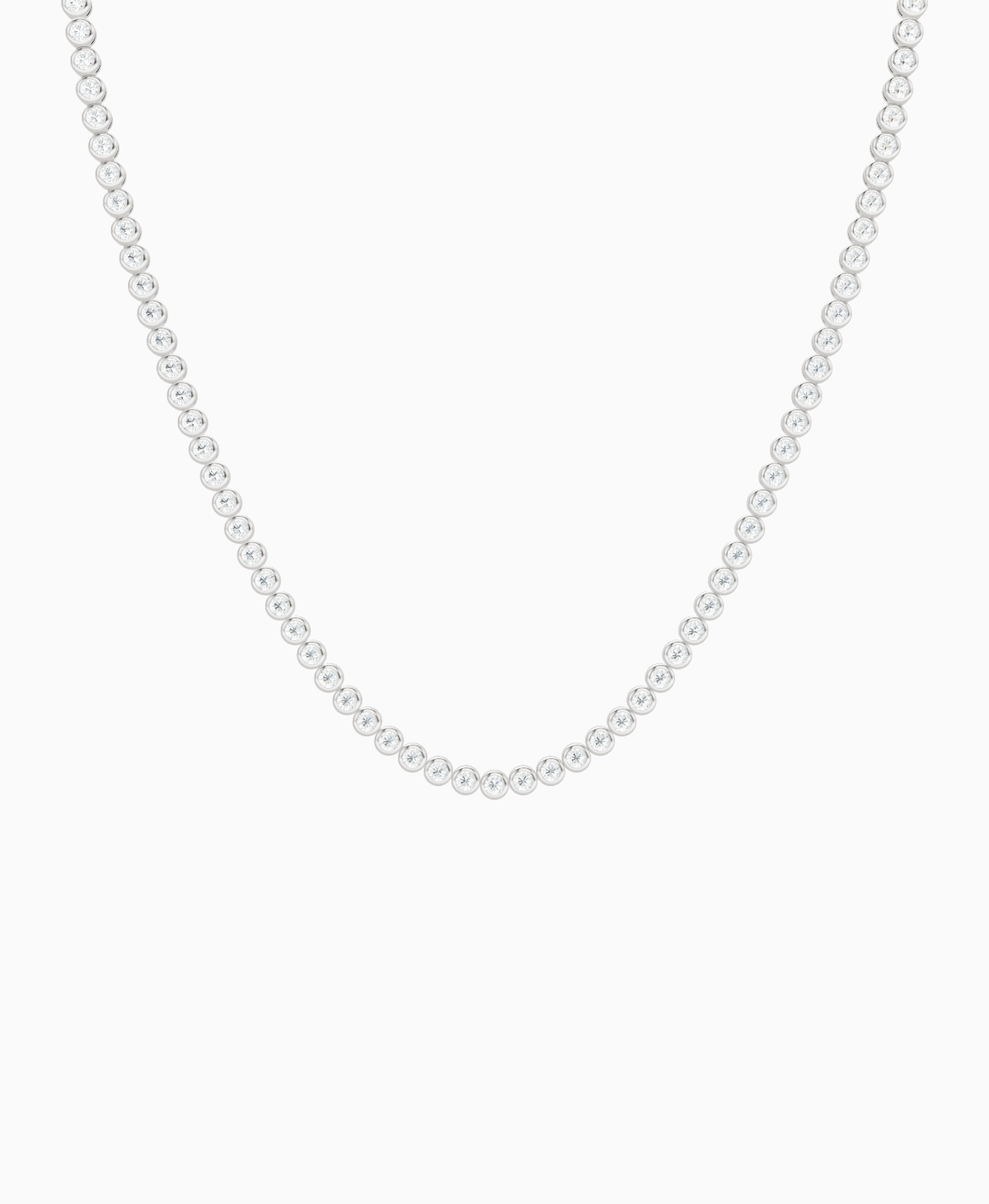 Bezel Tennis Necklace - 14K White Gold