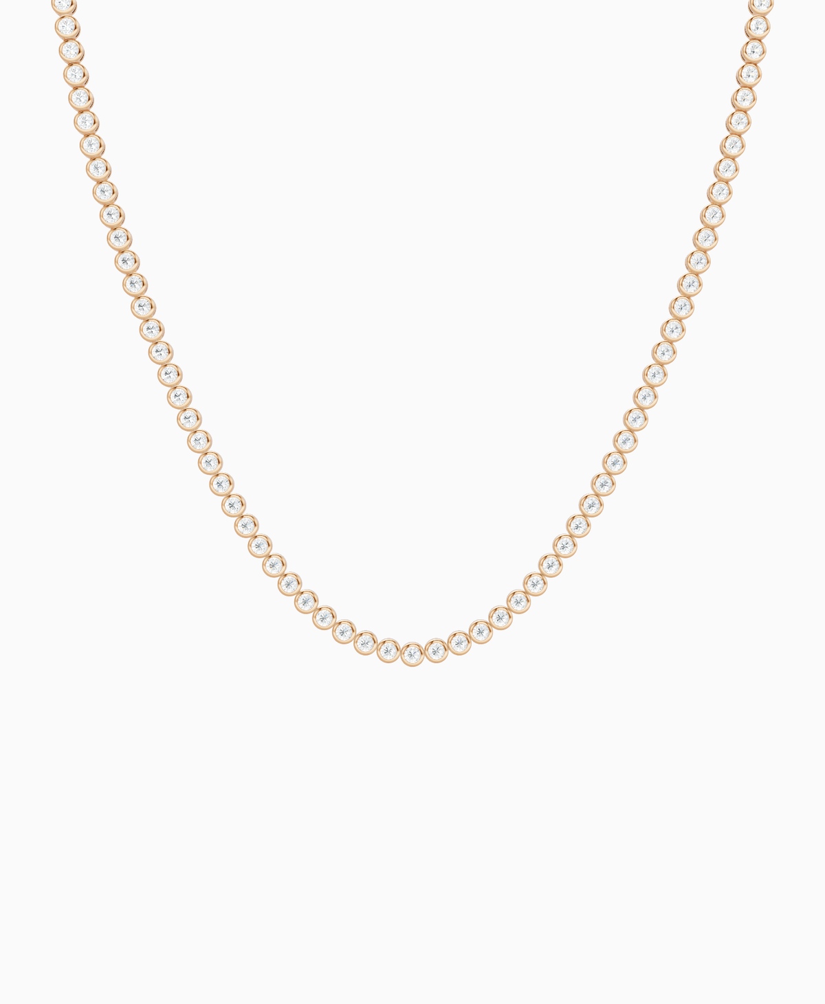 Bezel Tennis Necklace - 18K Rose Gold