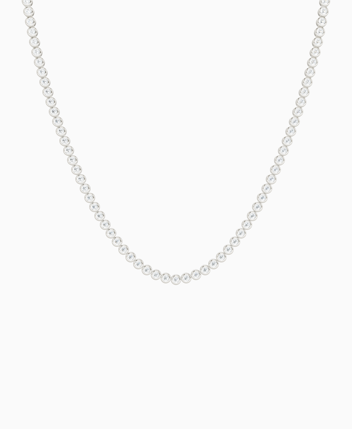 Bezel Tennis Necklace - 18K White Gold