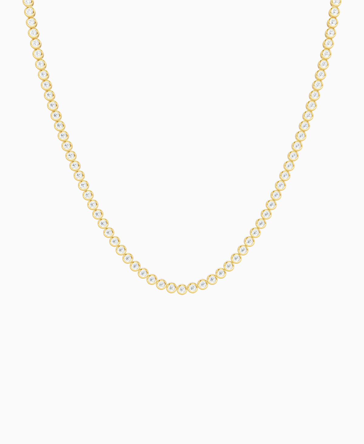 Bezel Tennis Necklace - 18K Yellow Gold