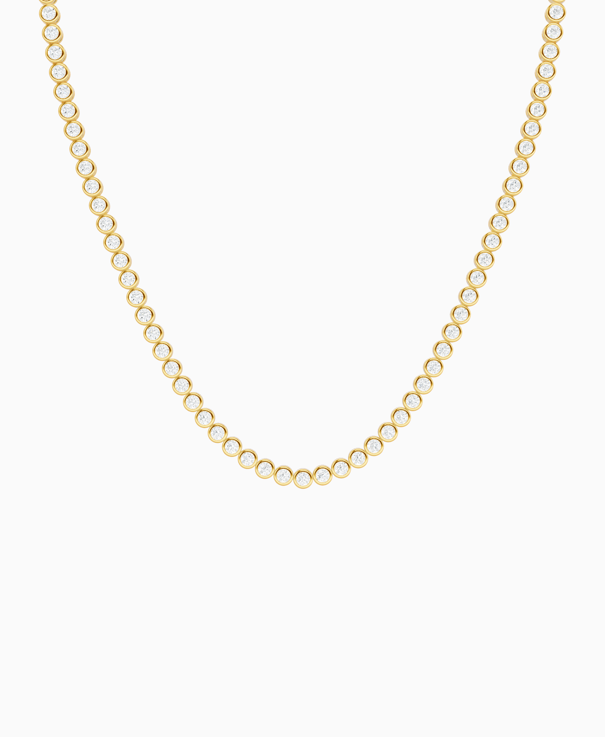 Bezel Tennis Necklace - 14K Yellow Gold