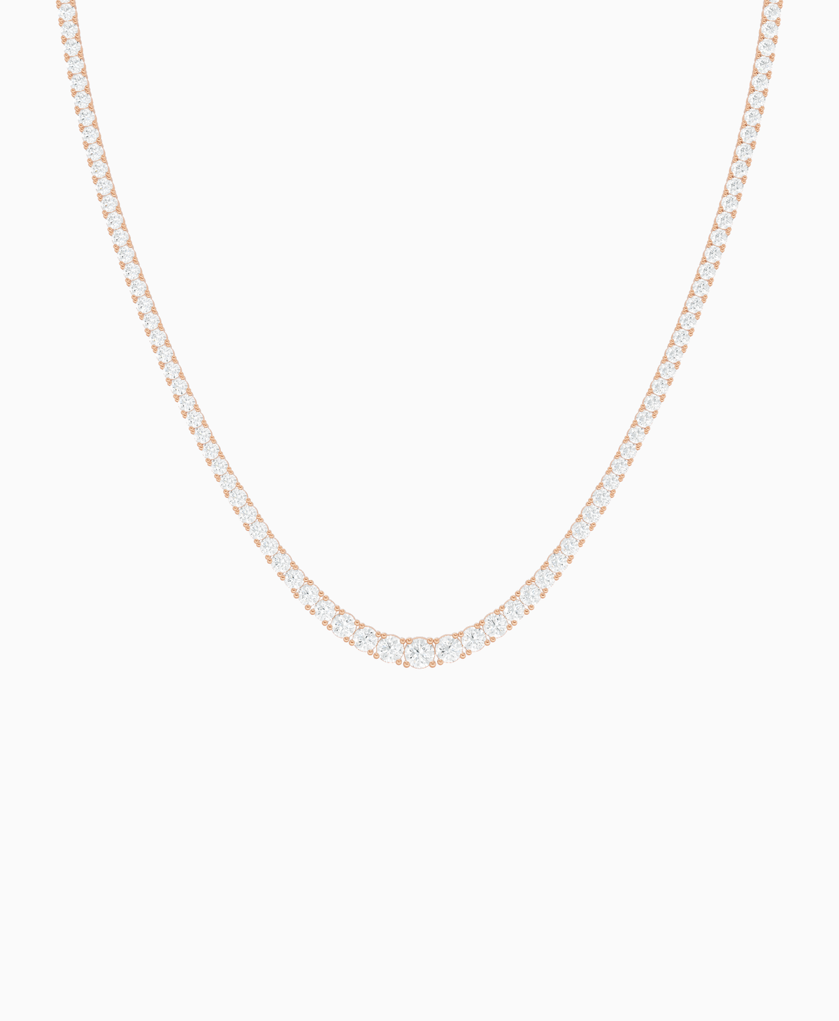 Prong Graduated Tennis Necklace - 9K Rose Gold