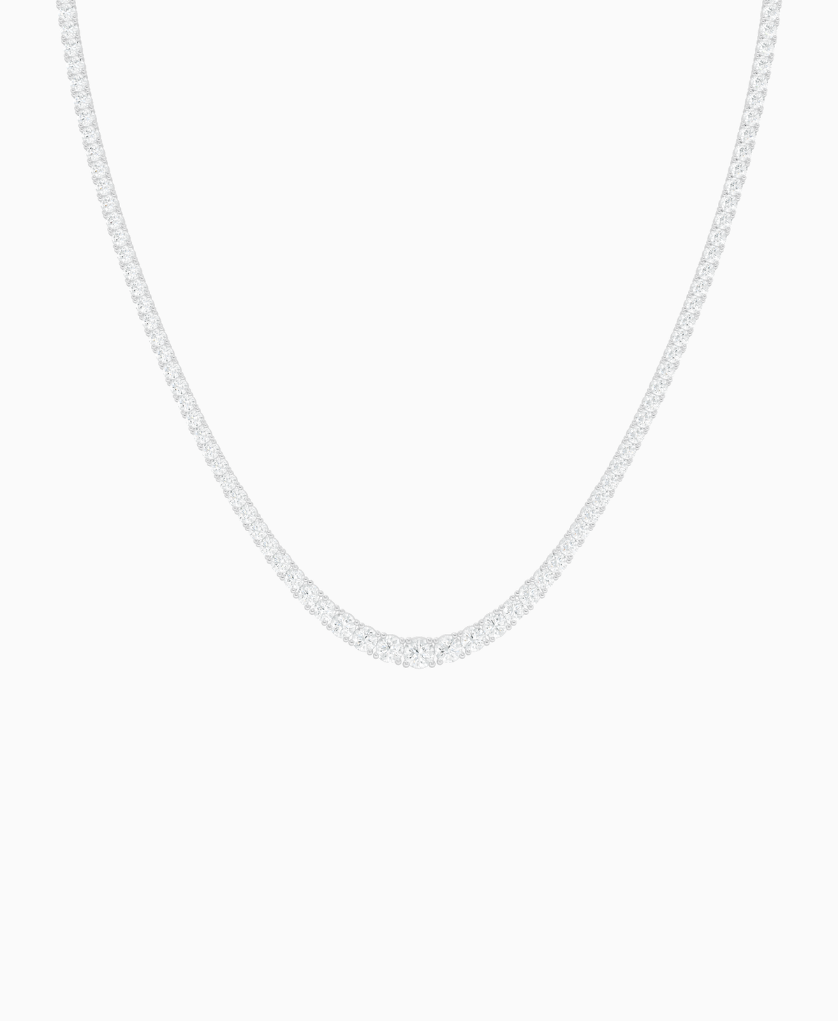 Prong Graduated Tennis Necklace - 9K White Gold
