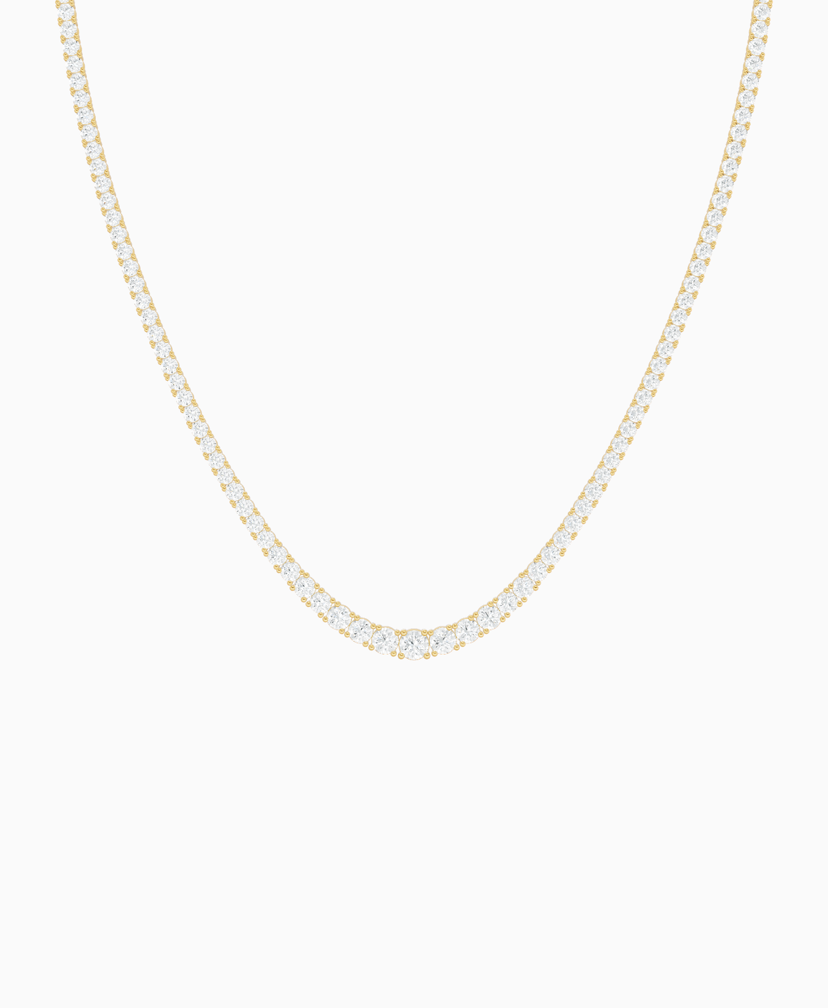 Prong Graduated Tennis Necklace - 9K Yellow Gold