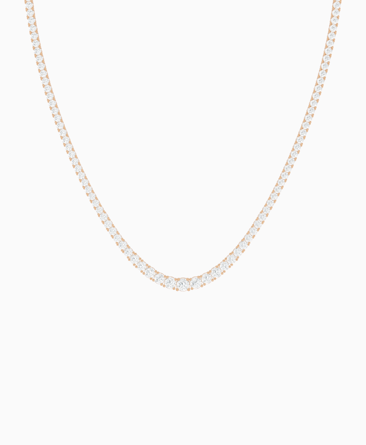 Prong Graduated Tennis Necklace - 14K Rose Gold