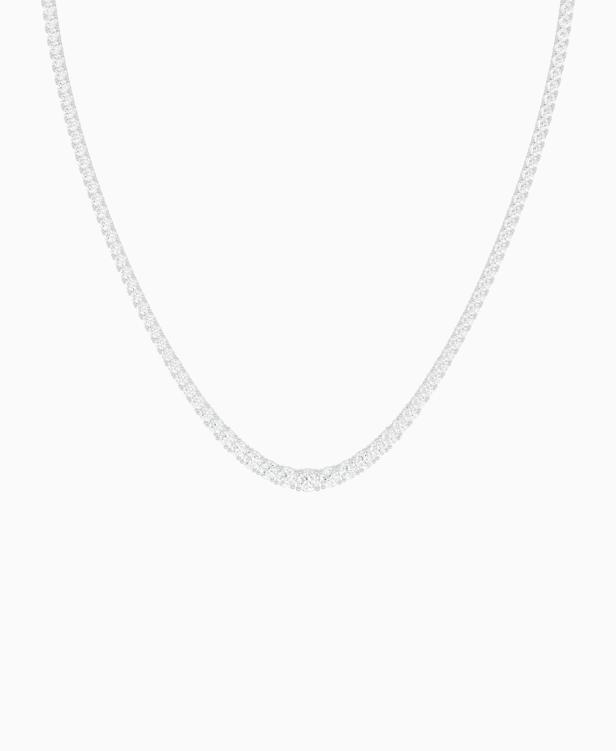 Prong Graduated Tennis Necklace - 14K White Gold
