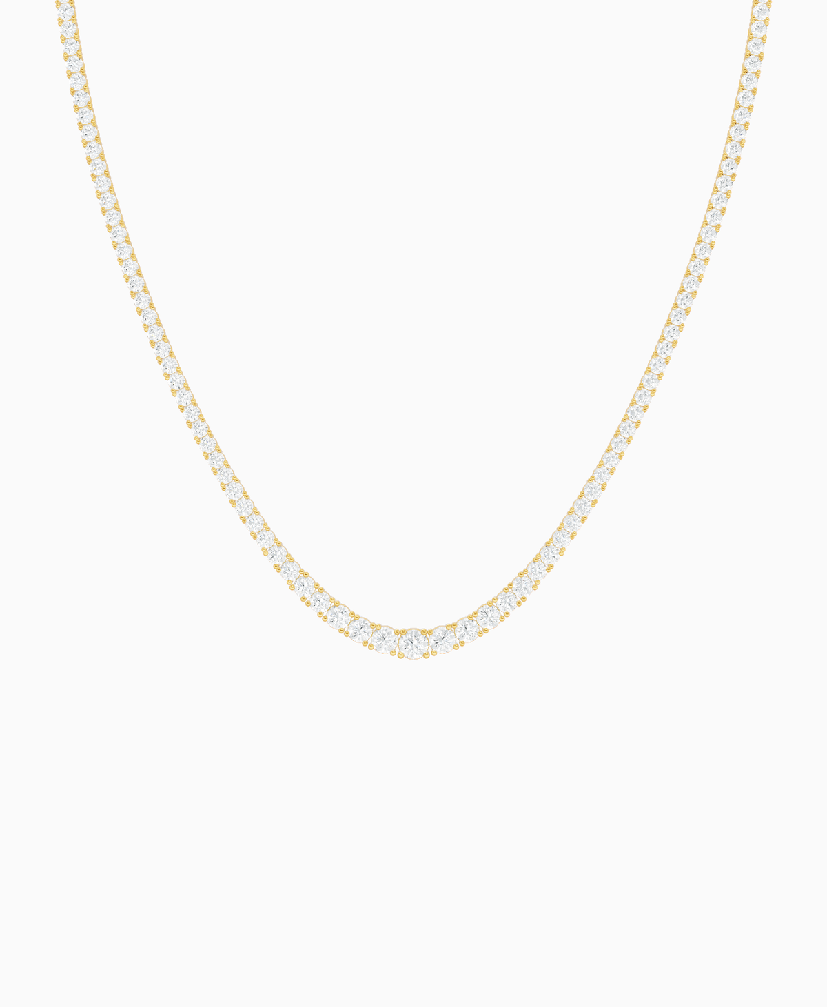 Prong Graduated Tennis Necklace - 14K Yellow Gold