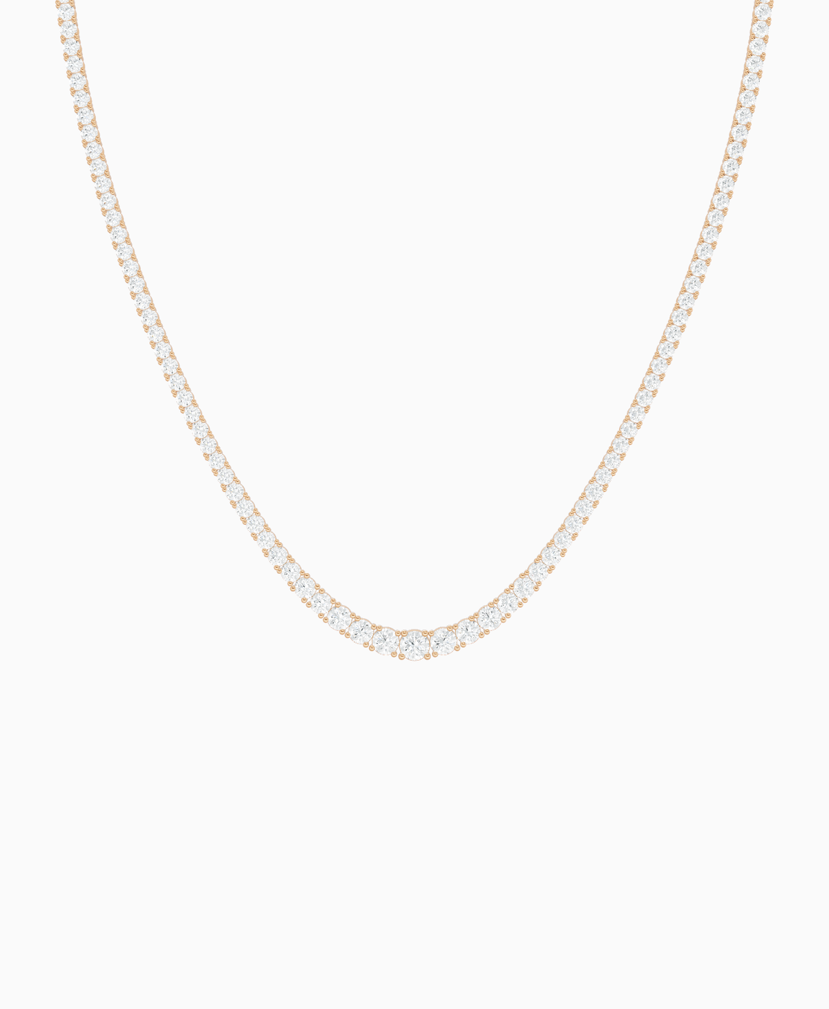 Prong Graduated Tennis Necklace - 18K Rose Gold