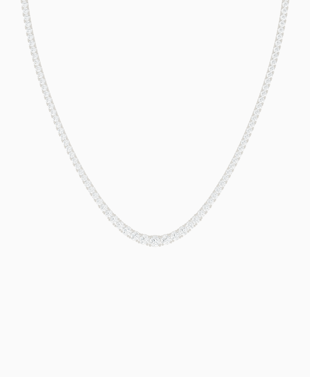 Prong Graduated Tennis Necklace - 18K White Gold