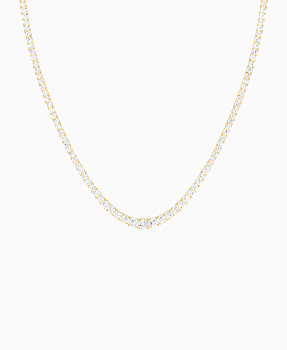 Prong Graduated Tennis Necklace - 18K Yellow Gold
