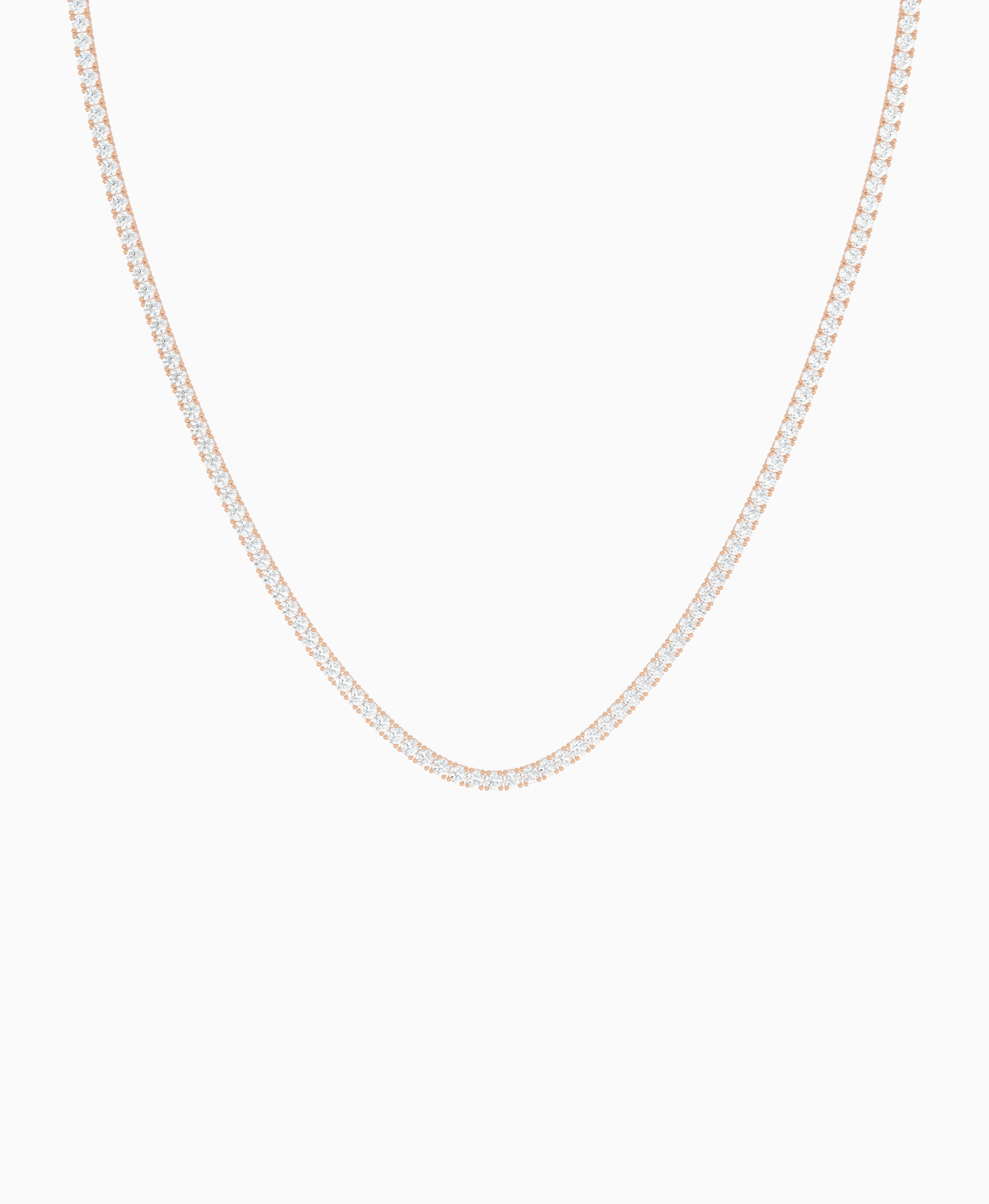 Prong Tennis Necklace - 9K Rose Gold