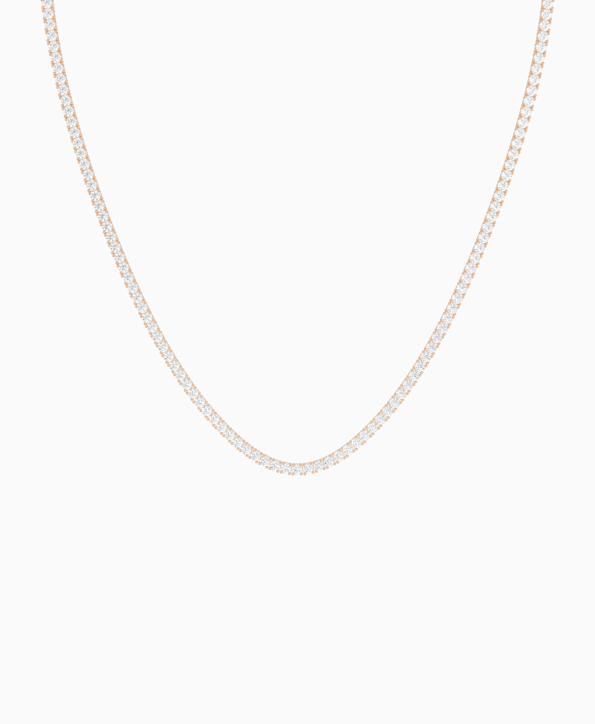 Prong Tennis Necklace - 14K Rose Gold