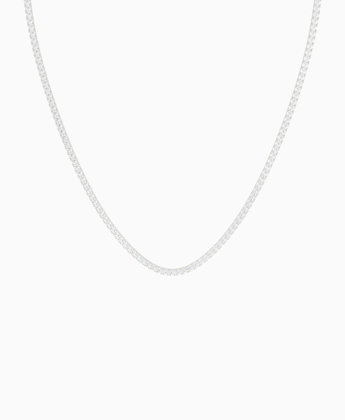 Prong Tennis Necklace - 18K White Gold