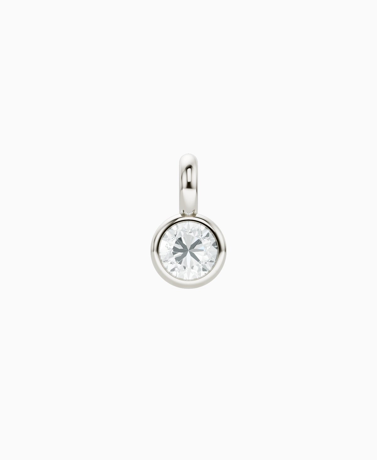 Bezel Necklace Pendant - 18K White Gold