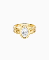 Double Band Bezel Ring - 9K Yellow Gold