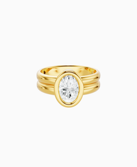 Double Band Bezel Ring - 14K Yellow Gold