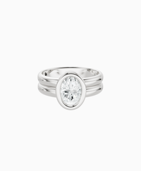 Double Band Bezel Ring - Platinum