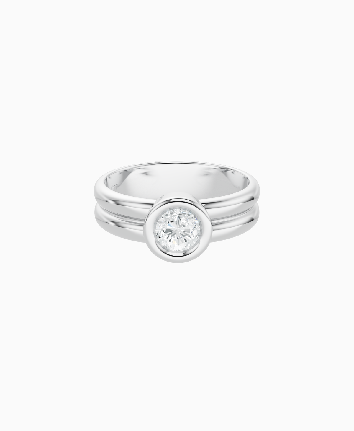 Double Band Bezel Ring - 9K White Gold