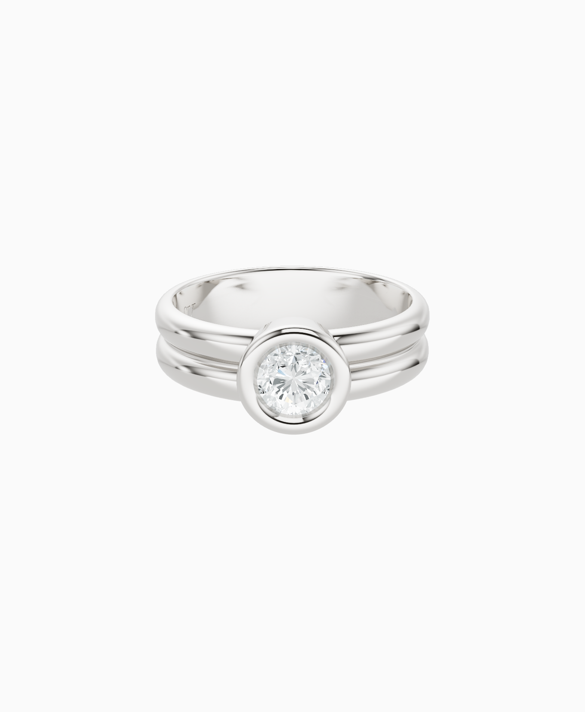 Double Band Bezel Ring - 14K White Gold