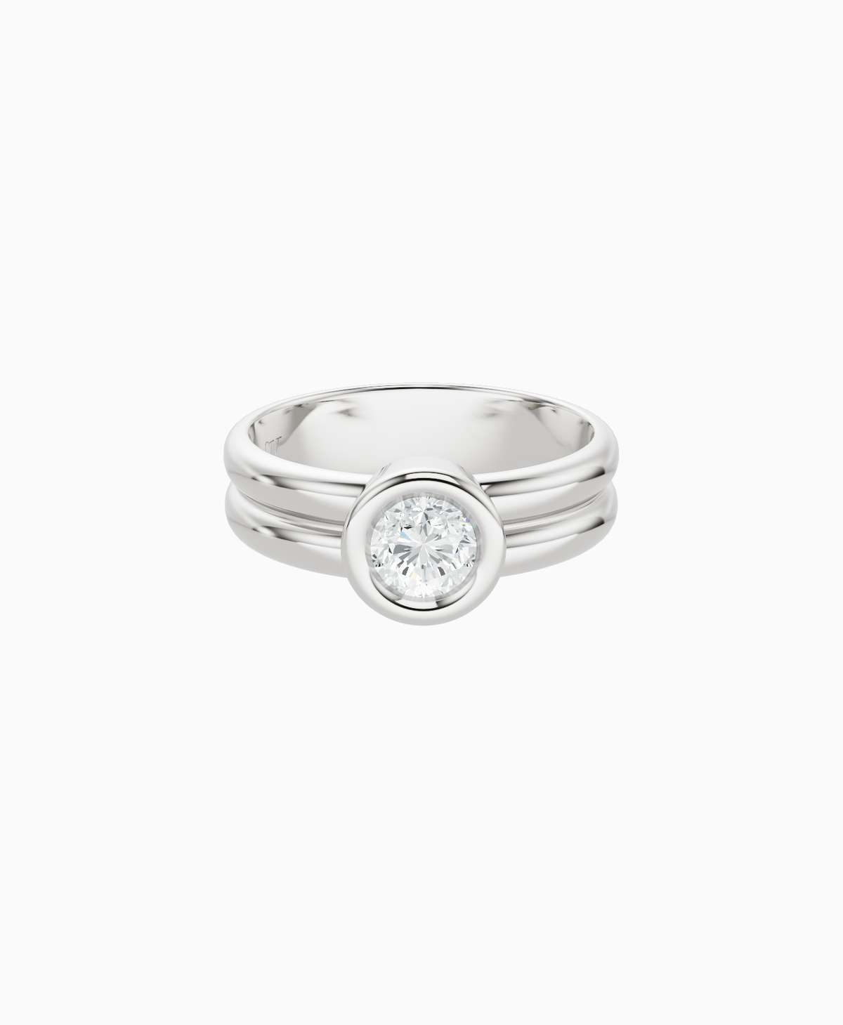 Double Band Bezel Ring - Platinum