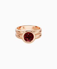 Double Band Bezel Ring - 9K Rose Gold