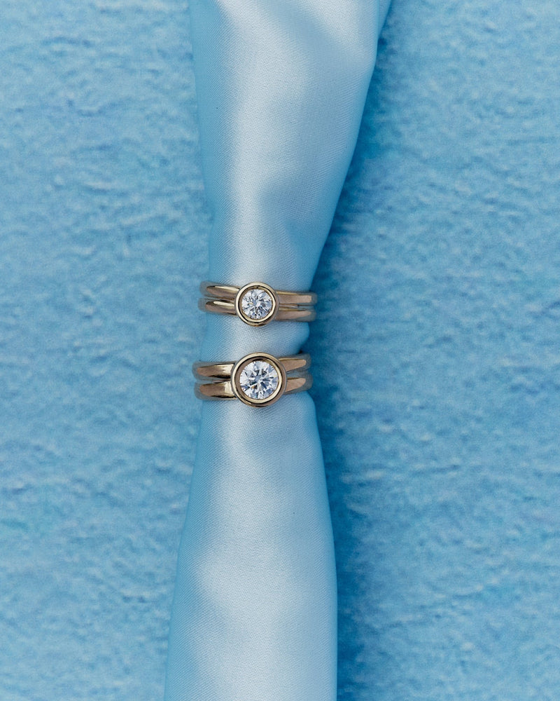 14K Yellow Gold / White Lab Diamond / Round / 1ct