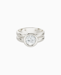 Double Band Bezel Ring - 18K White Gold