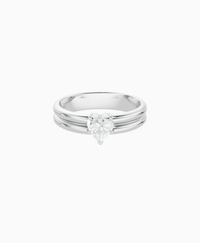 Double Band Prong Ring - 9K White Gold