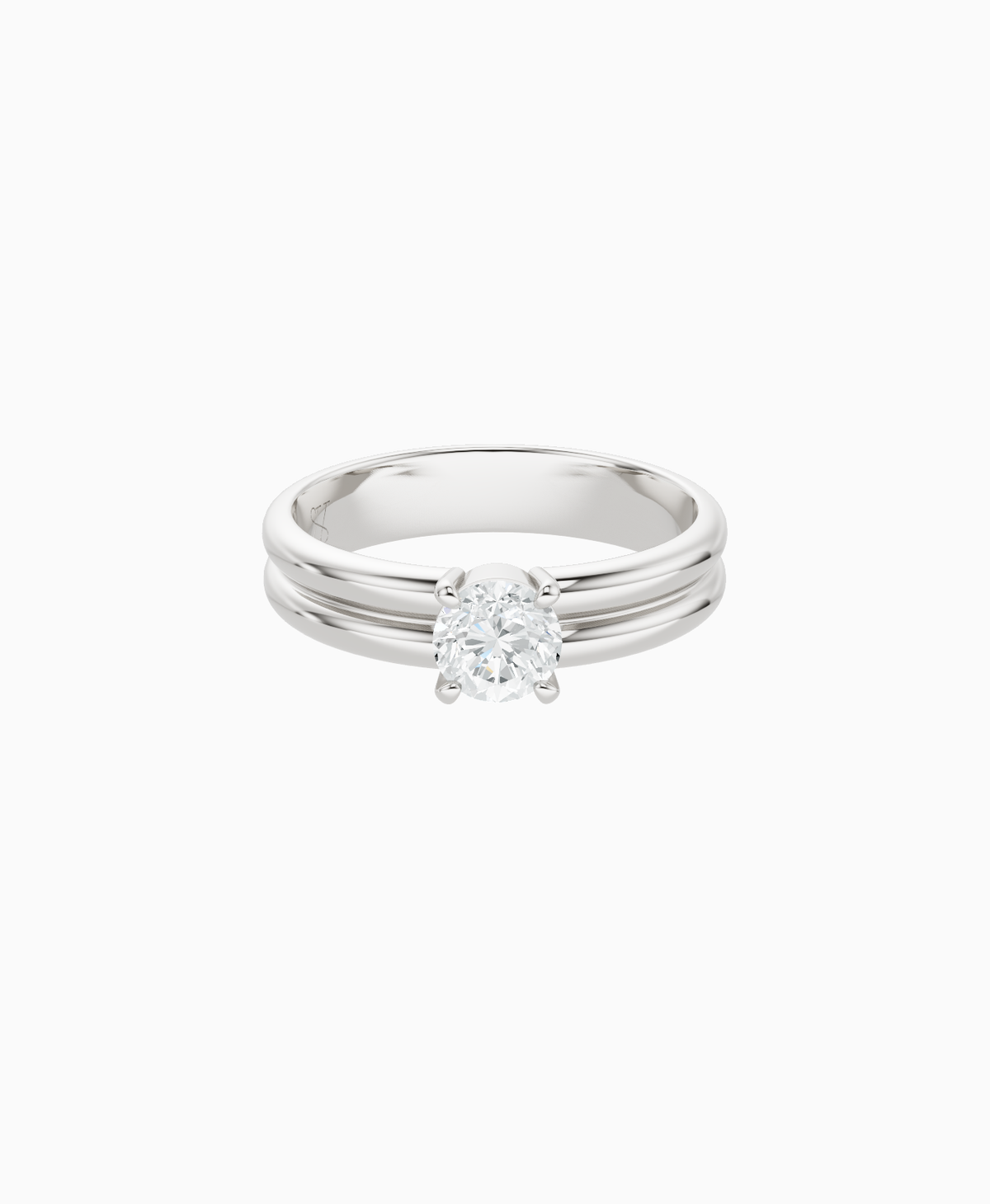 Double Band Prong Ring - 14K White Gold