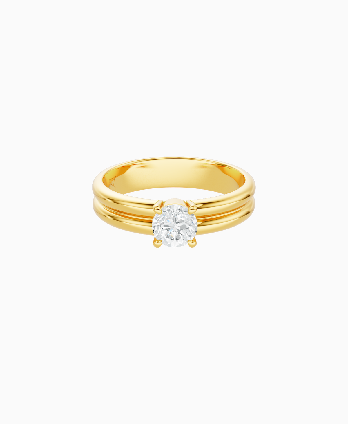 Double Band Prong Ring - 18K Yellow Gold