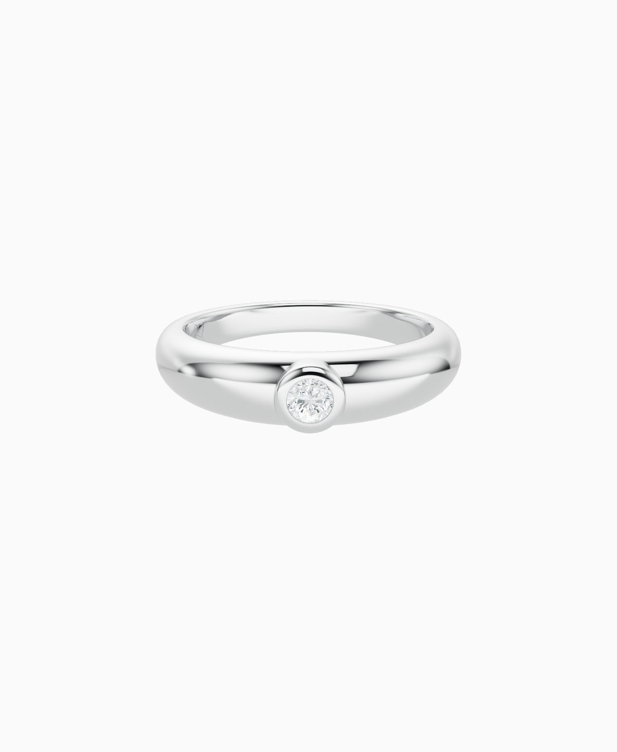 Raised Bezel Pinky Ring - 9K White Gold