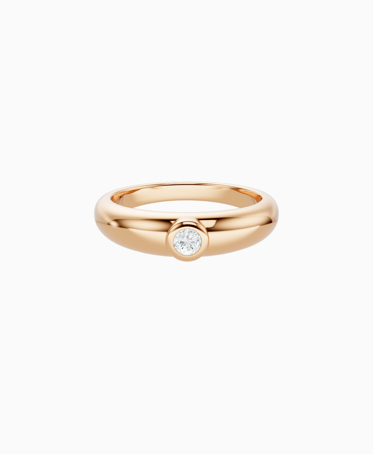 Raised Bezel Pinky Ring - 18K Rose Gold