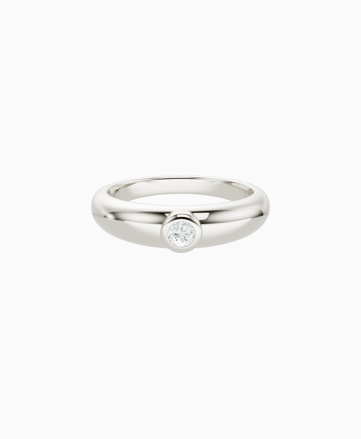 Raised Bezel Pinky Ring - 18K White Gold