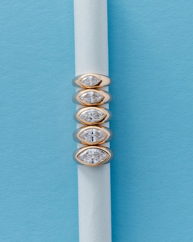 14K Yellow Gold / White Lab Diamond / Marquise / 1.5ct
